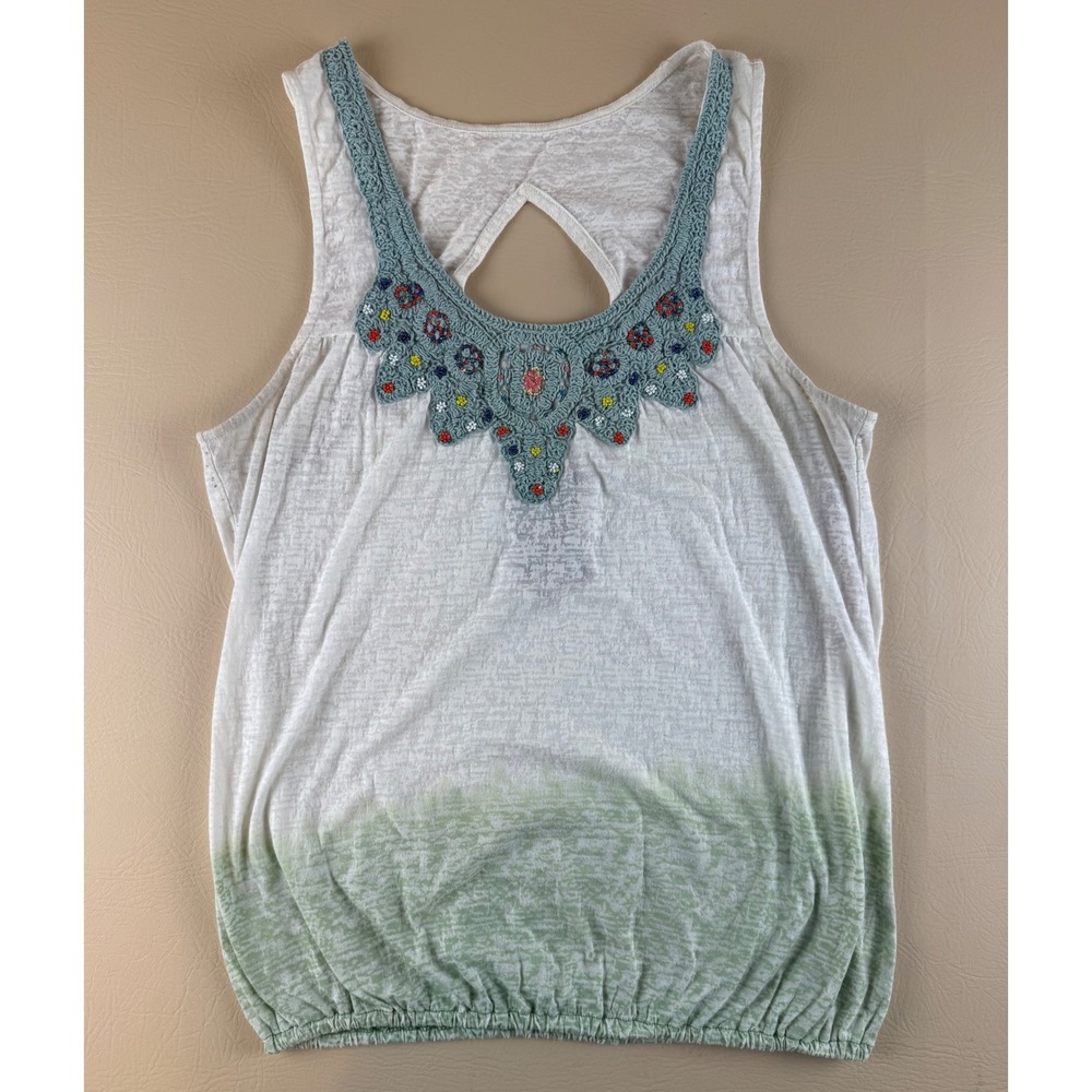 Boho Crochet Beaded Tank Top Ombre Cutout Back Large‎ Dream Life